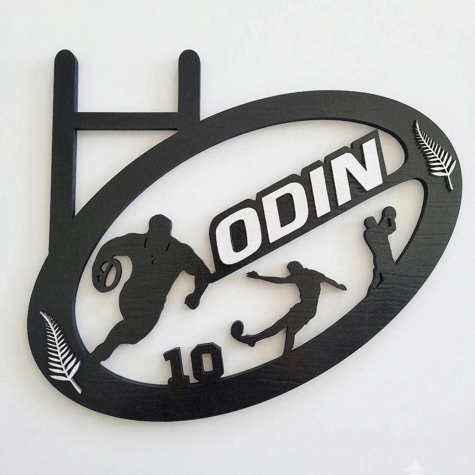 Rugby Themed Name Plaque