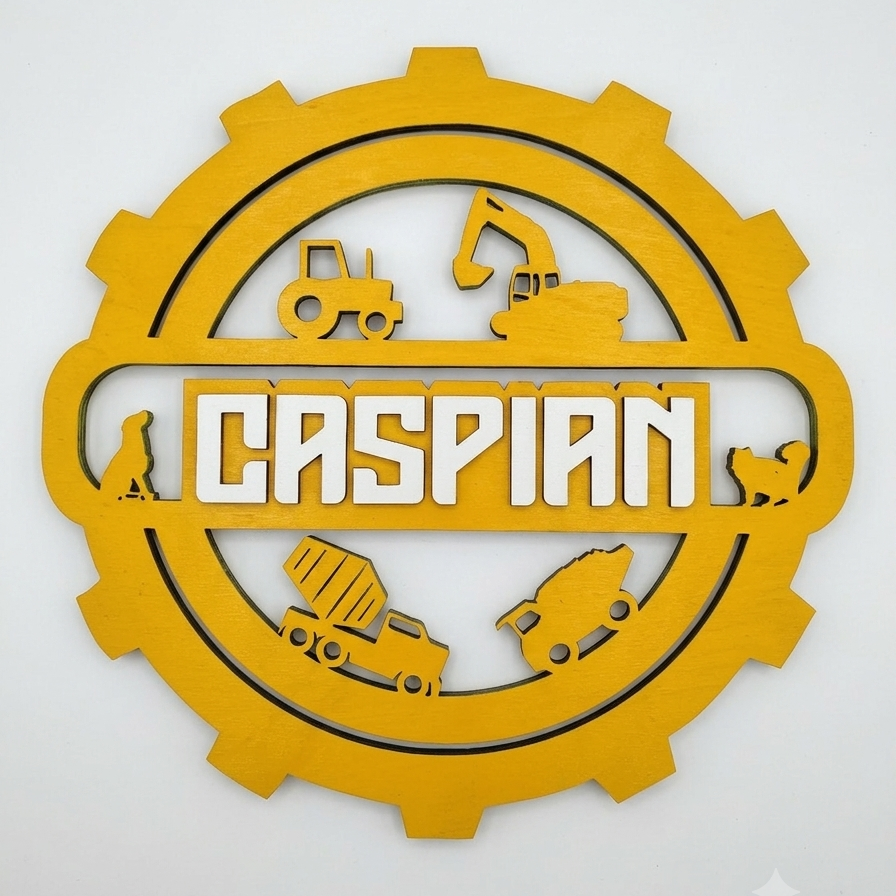 Construction Machine Themed Name Plaque