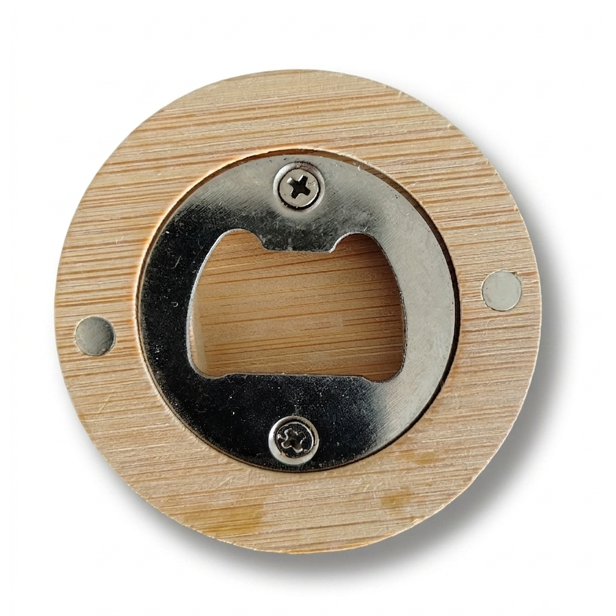Custom Engraved Magnetic Round Wooden Bottle Opener